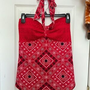 No Boundaries Red Floral Halter Top